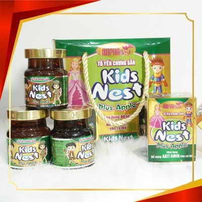 Tổ yến chưng sẵn hiệu Kids Nest Plus - Apple - Hộp 6 hũ